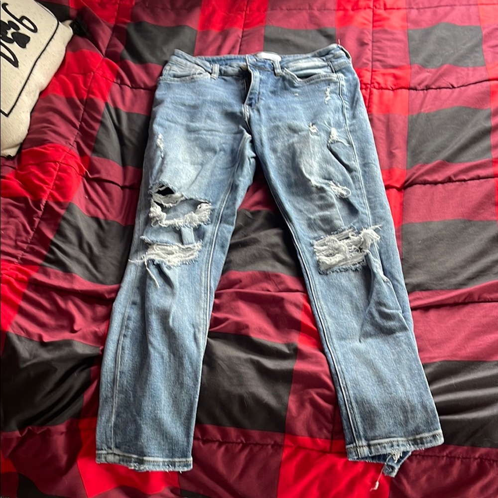 Distressed Blue Jeans